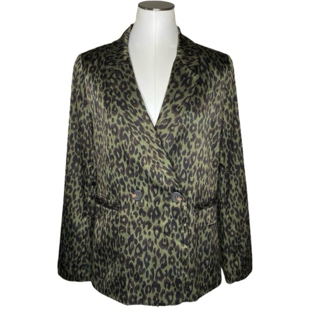 Skies Are Blue Leopard Print Double Breasted Blazer Jacket